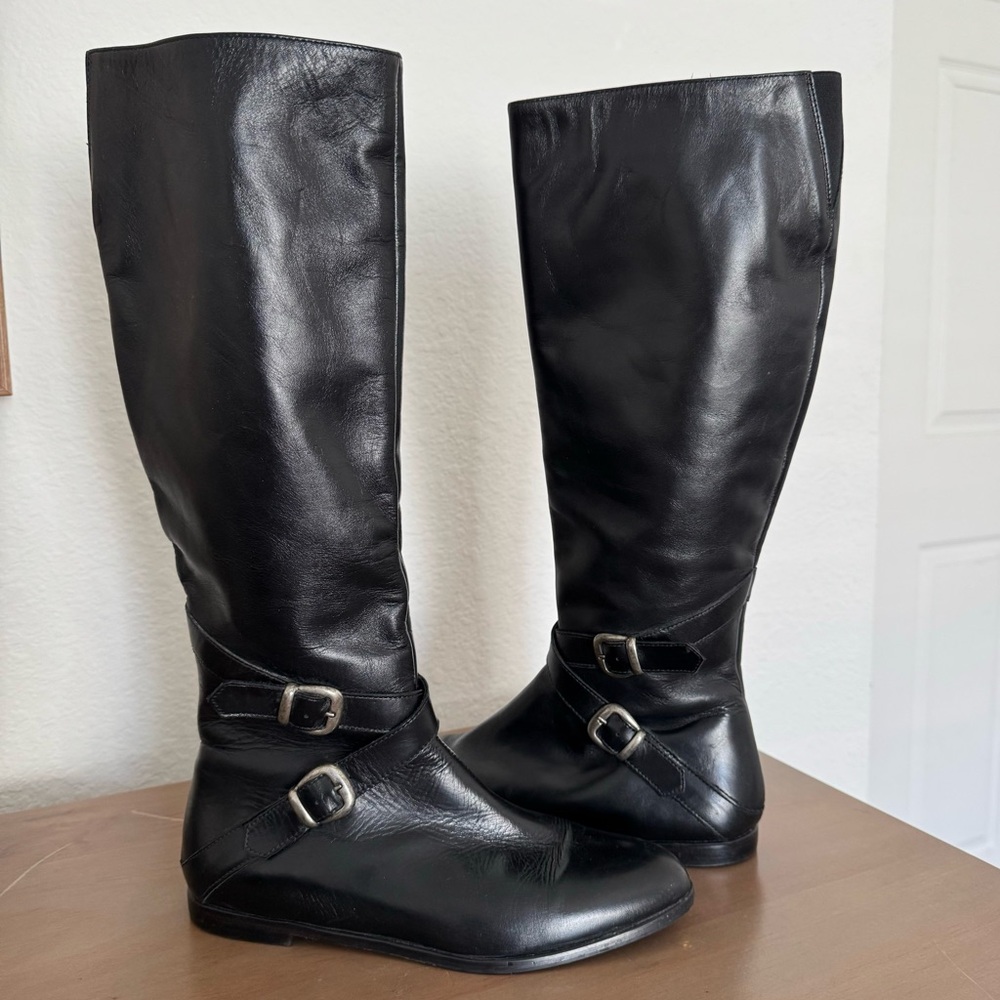 Saks Fifth Avenue Italian Leather Buckle Boots - Size 6.5